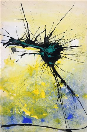 ENRICO BAJ 1924 - 2003, Senza titolo, 1952, Tecnica mista su carta, cm. 52 x...