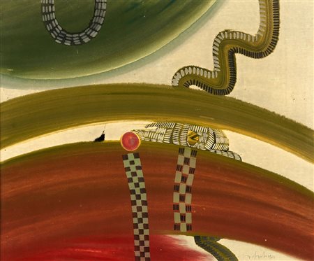 SERGIO DANGELO 1932, Se viene l'inverno, 1962, Olio su tela, cm. 46 x 55,...