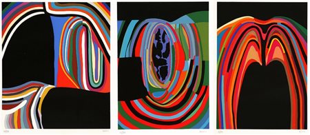 ALBERTO BURRI 1915 - 1995, Trittico B: 1-3, 1973/76, 3 serigrafie a colori,...