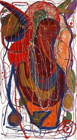 GIUSEPPE ALLOSIA 1910 - 1983, Totem, 1949/50, Olio su tela, cm. 70 x 40,...