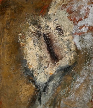 PINOT GALLIZIO, 1902 - 1964, Testa, 1959, Olio su tavola, cm. 46 x 39,...