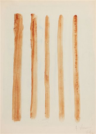 ARTURO VERMI, 1928 - 1988, Lapide, 1962, Tempera su carta telata, cm. 38,3 x...