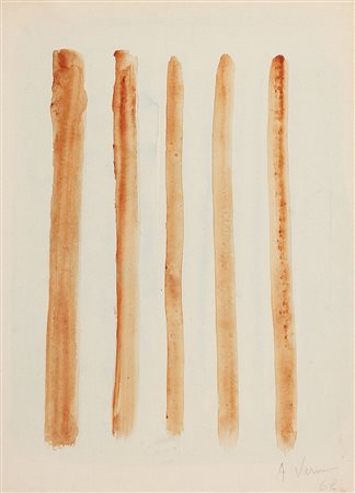 ARTURO VERMI, 1928 - 1988, Lapide, 1962, Tempera su carta telata, cm. 38,3 x...