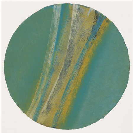 VITTORIO MATINO, 1943, Egizio canto, 2004, Tecnica mista su carta, cm. ø 63,...