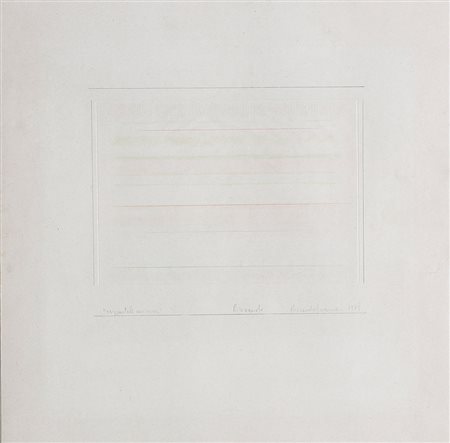 RICCARDO GUARNERI, 1933, Orizzontale con rosa, 1975, Tecnica mista su carta,...