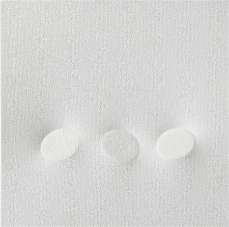 TURI SIMETI, 1929, Tre ovali bianchi, 2006, Acrilico su tela sagomata, cm. 30...