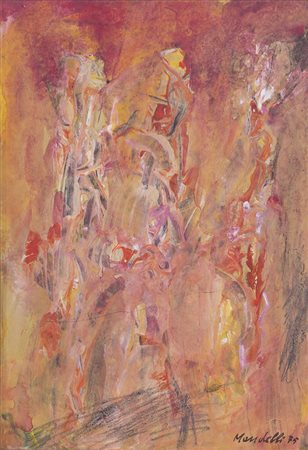 POMPILIO MANDELLI (1912-2006)Figure, 1975Acrilici e tecnica mista su cartaCm...