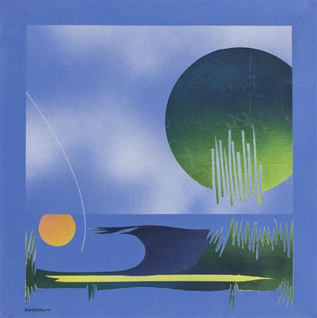 ELVIO BECHERONI (1934-200)Prepaesaggio, 1974Acrilici su telaCm 30x30Firma in...