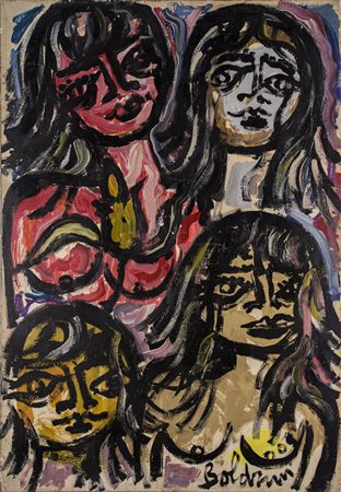 GUSTAVO BOLDRINI (1927-1988)Figure, 1969Olio su carta applicata su telaCm...