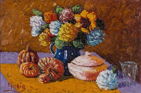 ROBERTO MASIA (1958)Natura floreale e zuccheOlio su telaCm 40x60Firma al...