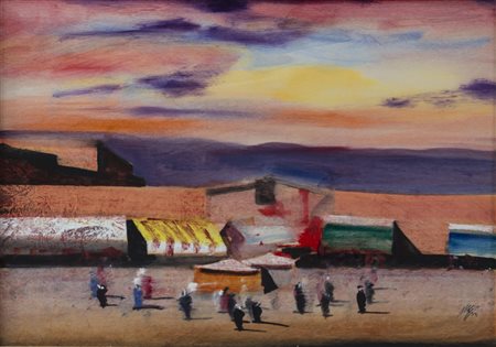 SALVATORE MAGAZZINI (1955)MarrakechPittura e acrilico su tavolaCm 50x70Firma...