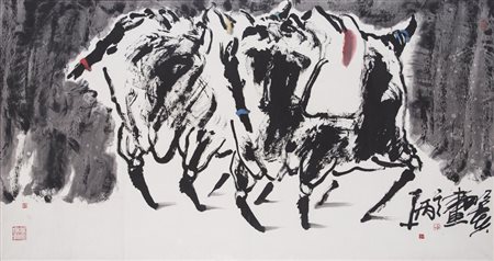 YIEFU BAI&nbsp;(1963)Mountain with the snow, 1994Inchiostri su carta telataCm...