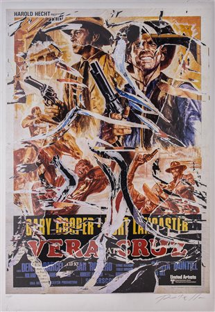 MIMMO ROTELLA (1918-2006)Vera CruzDecollage multiplo su cartaCm 100x70Firma a...