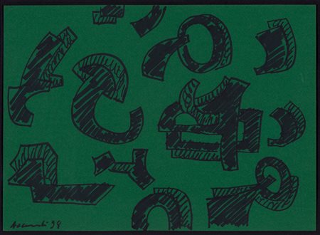 CARLA ACCARDI (1924-2014)Nero su verde, 1998Tempera su cartaCm 24x33Firma e...