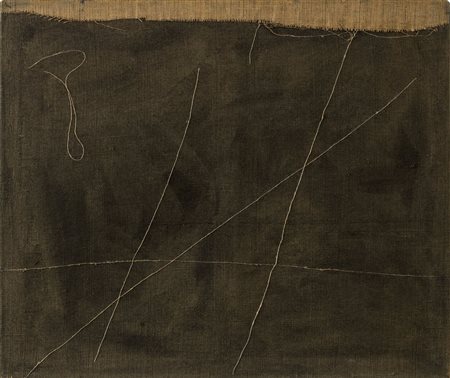 ACHILLE PACE (1923)Senza Titolo, 1990Tempera e filo su tela di jutaCm...