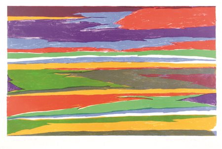 Piero Dorazio, Senza titolo, 1972, litografia su carta, cm. 54x74,5, es....