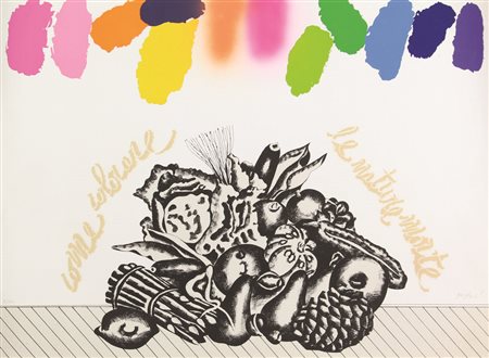 Concetto Pozzati, Come Colorare le Nature Morte, litografia su carta, cm....