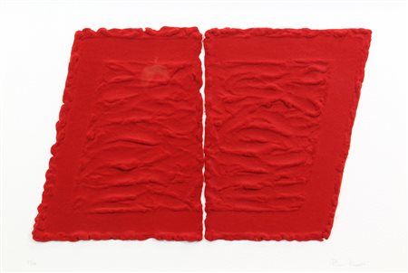 Pino Pinelli, Pittura Rossa, 2006, serigrafia materica su tavola, cm. 60x85,...