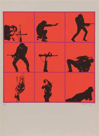 Fernando De Filippi, Senza titolo, 1968, serigrafia su carta, cm. 70x50, es....