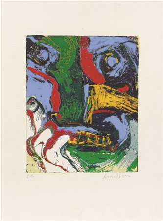 Bengt Lindstrom, Senza titolo, serigrafia materica su cartoncino, cm. 57x76,...