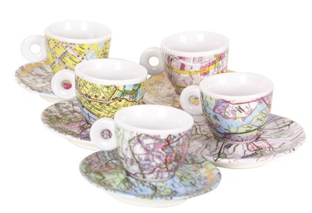 Robert Rauschenberg, Serie di 5 tazzine e 5 piattini "World Cups", 1998,...