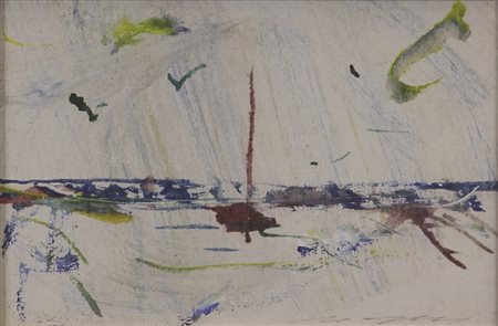 Ernesto Treccani, Senza titolo, olio su tela, cm. 10x15, firmato in basso a...