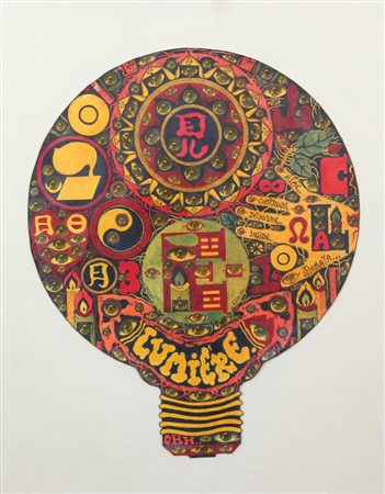 Guy Harloff, Senza titolo, 1981, tecnica mista e collage su cartoncino, cm....