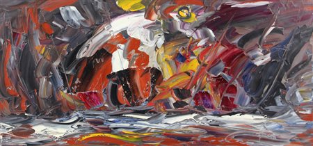 Mario Falchi, Regata, 2012, olio su tela, cm. 50x100, firmato in basso a...