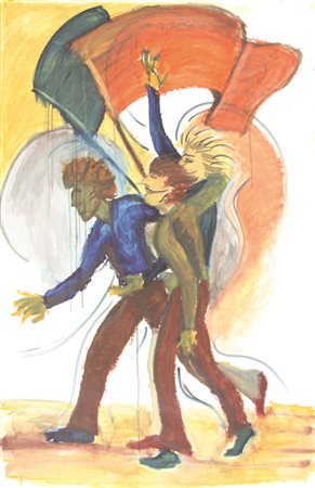 Anonimo, Senza titolo, tecnica mista su carta, cm. 150x104, l'opera presenta...