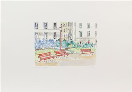 Orfeo Tamburi, Parigi, incisione su carta colorata a mano, cm. 50x70 (lastra...