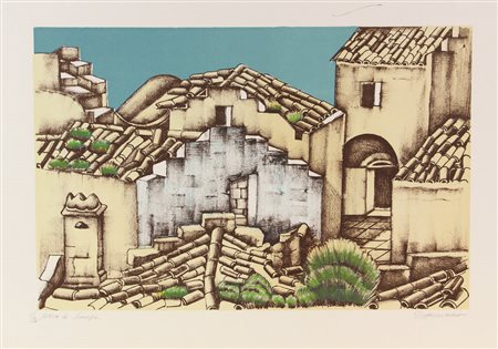 Luigi Guerricchio, Matera, 1979 circa, litografia su carta, cm. 50x70, es....