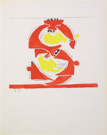 Graham Sutherland, Senza titolo, litografia su carta, cm. 30x23, siglata in...