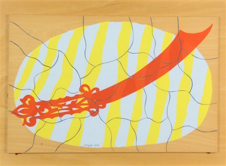 Ugo Nespolo, Senza titolo, serigrafia su incastri di legno, cm. 40x60, es....