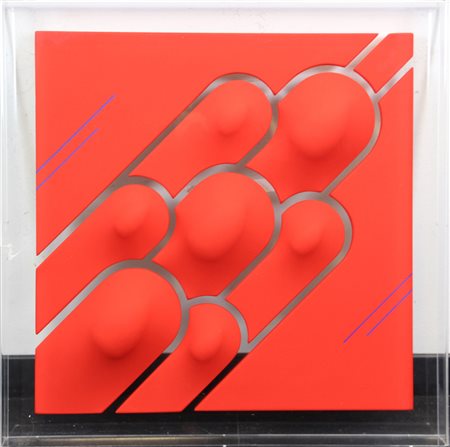 Andrea Bassani, Senza titolo, acrilico su tele sagomate, cm. 60x60, firmato...