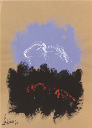 Salvatore Emblema, Senza titolo, 1990, tempera su carta, cm. 50x37, firmata e...