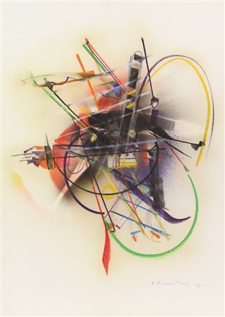 Edoardo Franceschini, Lotto di 4 tecniche miste su carta Fabriano,...