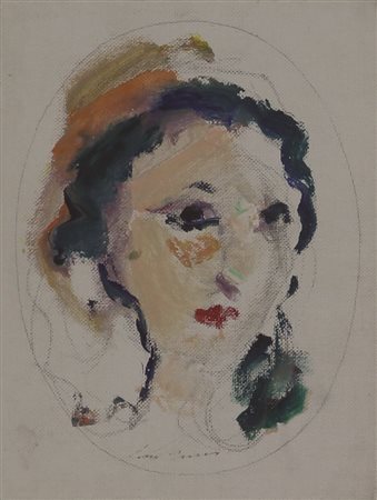 Ernesto Treccani, Senza titolo, olio su tela, cm. 18x13,5, firmato in basso...