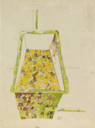 Emilio Tadini, Senza titolo, (1970), pennarello su carta, cm. 38x30, firmato...