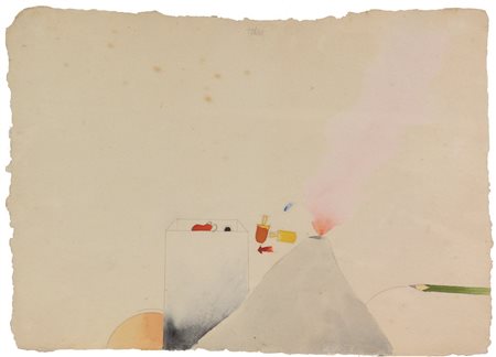 Emilio Tadini, Senza titolo, acquerello su carta a mano, cm. 37x52, firmato...