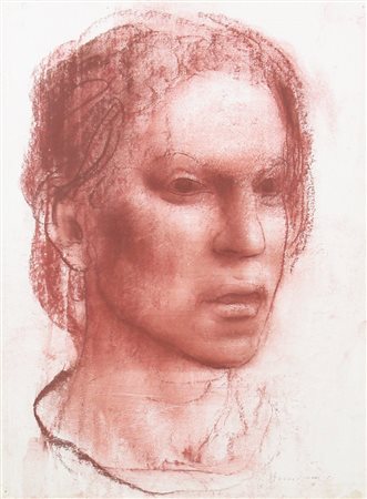 Pietro Annigoni, Senza titolo, sanguigna su cartoncino, cm. 40x29,5, firmata...