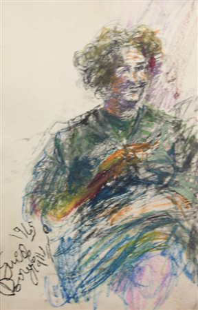 Guido Borgianni, Senza titolo, 1965, pastelli su cartoncino, cm. 90x60,...