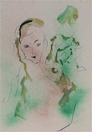 Ernesto Treccani, Figura Fiore, tecnica mista su cartoncino, cm. 50x35,...