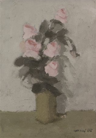 Franco Marzilli, Vaso di Fiori, olio su tela, cm. 70x70, firmato in basso a...