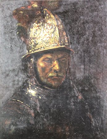 Federico Righi, L'Uomo dall'Elmo d'Oro, 1937, olio su tavola, cm. 50x39,...