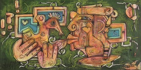 Martino Delego, Un soffio di Pura Fantasia, 2014, tecnica mista su tela, cm....