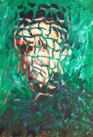 Paolo Avanzi, Studio di Volto su Fondo Verde, 2015, acrilico su carta, cm....