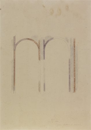 Louis Cane, Senza titolo, 1977, tecnica mista su carta, cm. 41x29, firmata,...