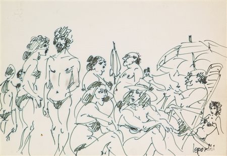 Bernardo Leporini, Senza titolo, pennarello su carta Fabriano, cm. 24x34,...