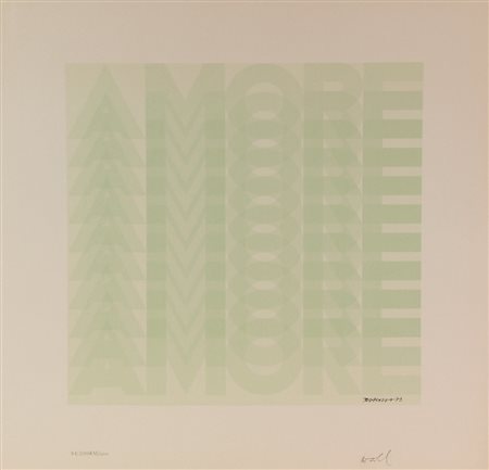 Pino Tovaglia, Amore, 1973, serigrafia su carta, cm. 50x50, es. 84/300,...