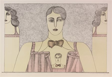 Renata Guga Zunino, Figure femminili, 1980, litografia su carta, cm. 50x70,...